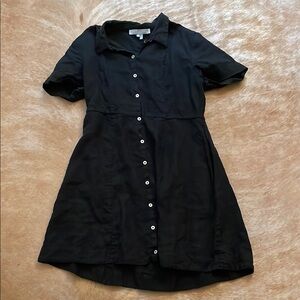 Hill House Black Linen Button Down Dress